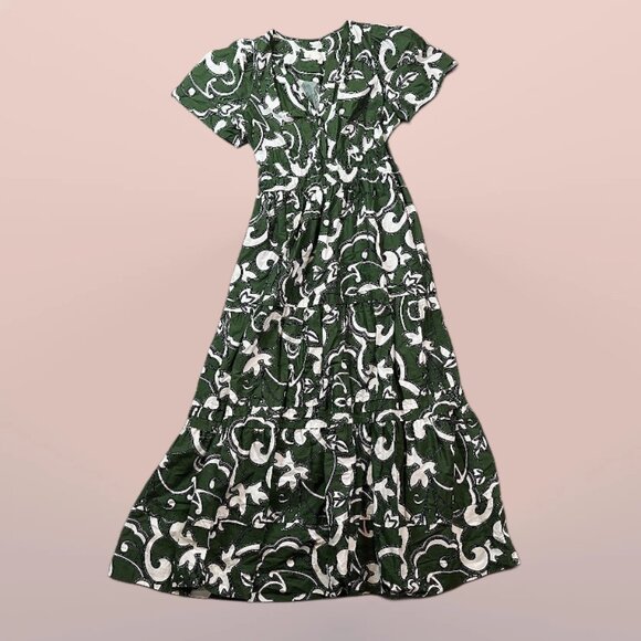 Anthropologie Green and White Maxi Dress - Picture 2 of 8